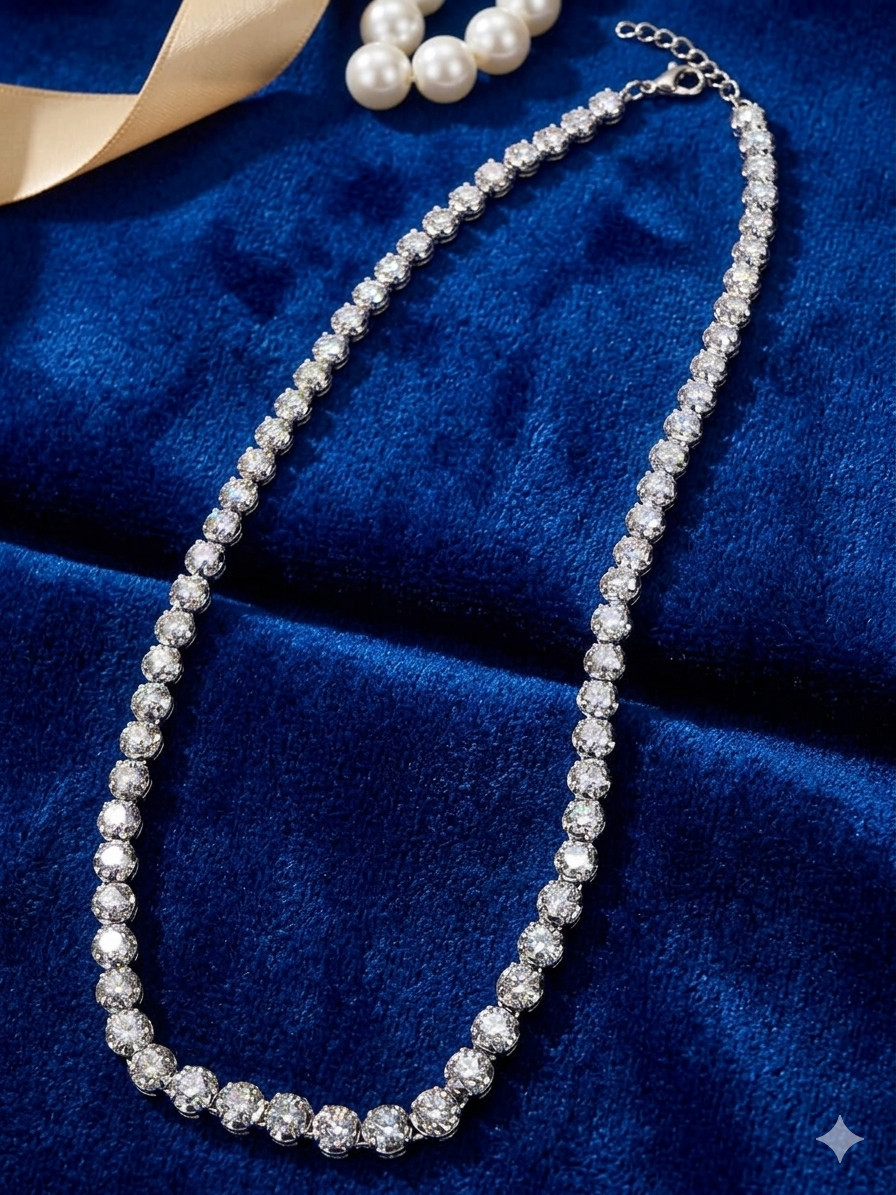 HUGE 5mm White Diamond 22 Inches Tennis Necklace – FREE Diamond studs & Tariffs.