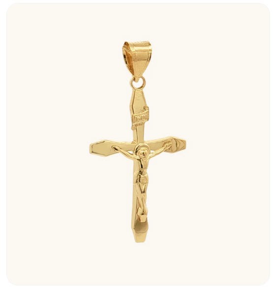 14K Gold Double‑Bonded Crucifix Pendant w/ Certificate – Cross+Crown USA – New