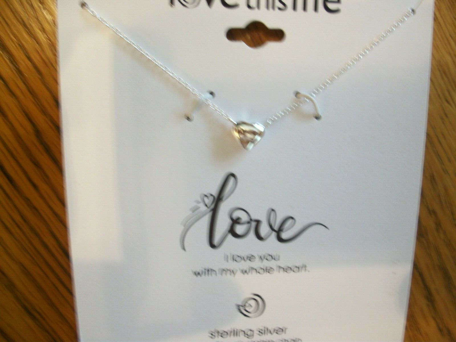 Heart Necklace Sterling Silver I Love You With My Whole Heart Gift of Love