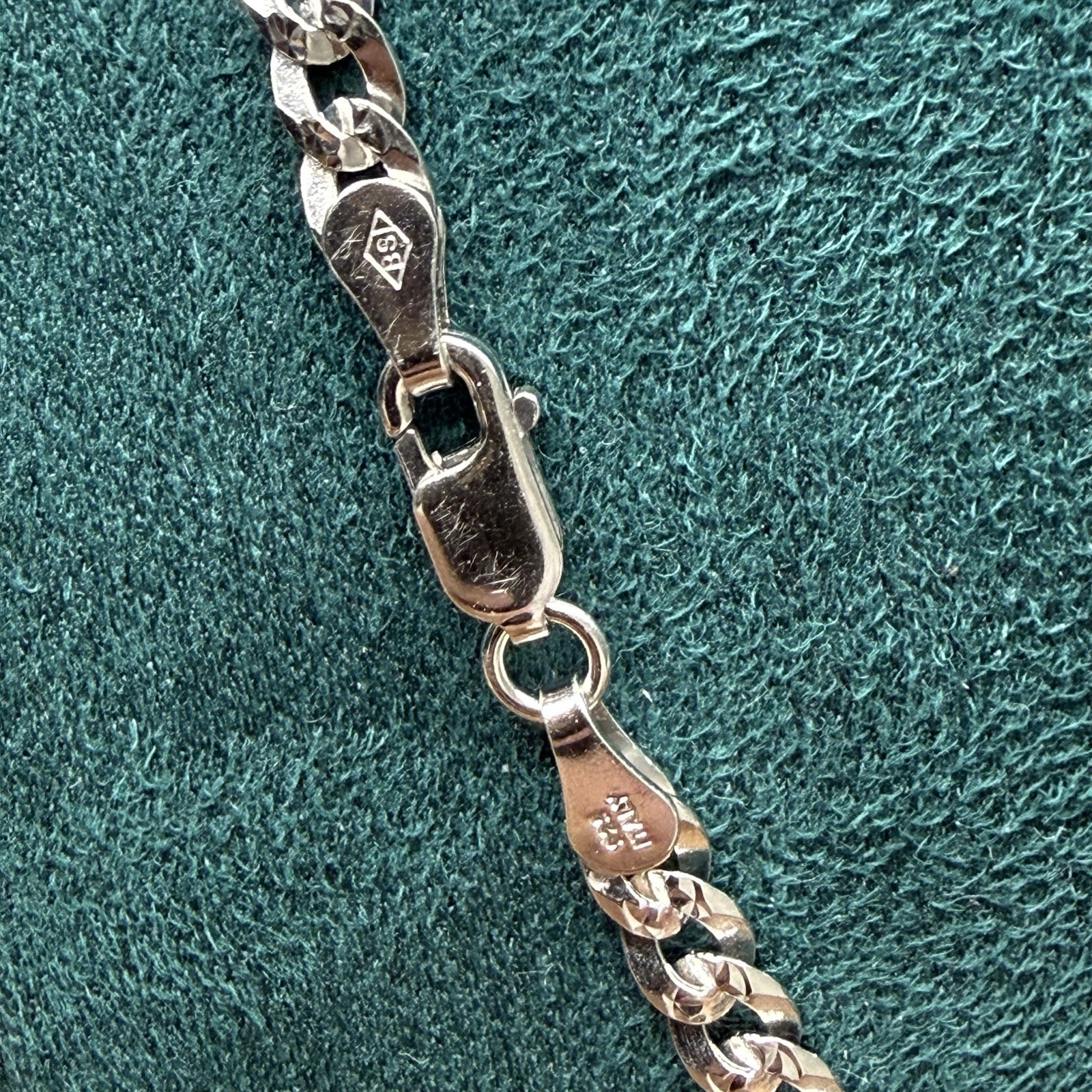 Sterling Silver Diamond-Cut Curb Chain Necklace .925 Italy 24” 4mm