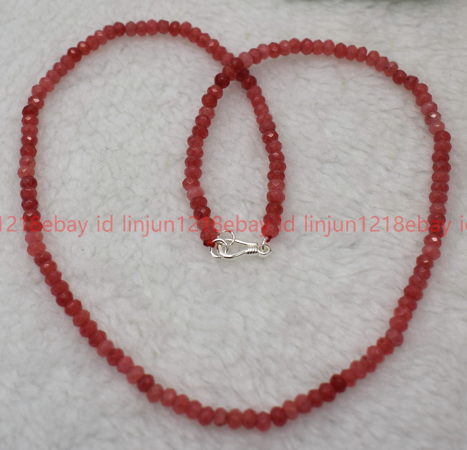 2x4mm Faceted Red Watermelon Tourmaline Rondelle Gemstone Bead Necklace 16-28in