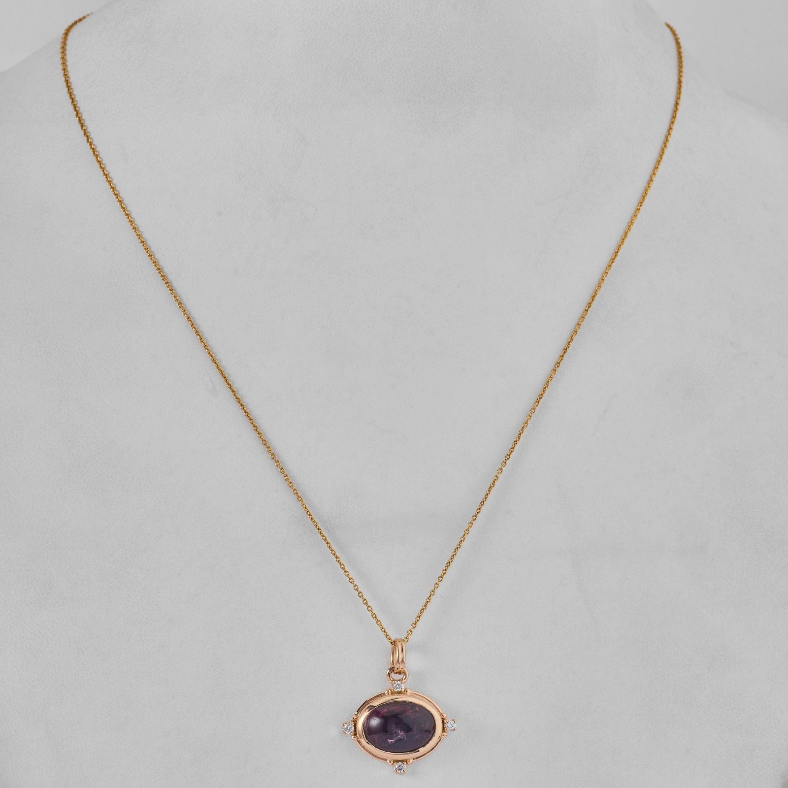 6.56 Natural Rubellite Oval Pendant 14K Gold Solid Gold Starburst Bezel