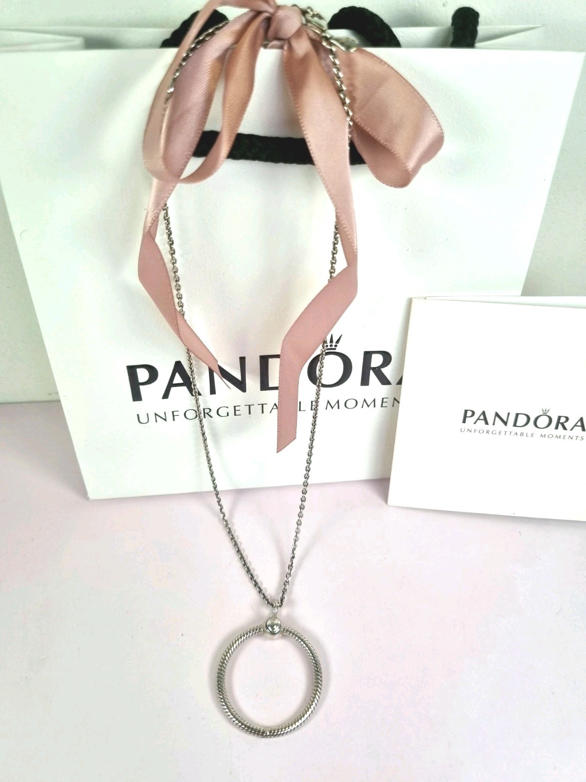 Pandora Moments Medium’ O ‘ Pendant Necklace , Excellent With Packaging, 50cm