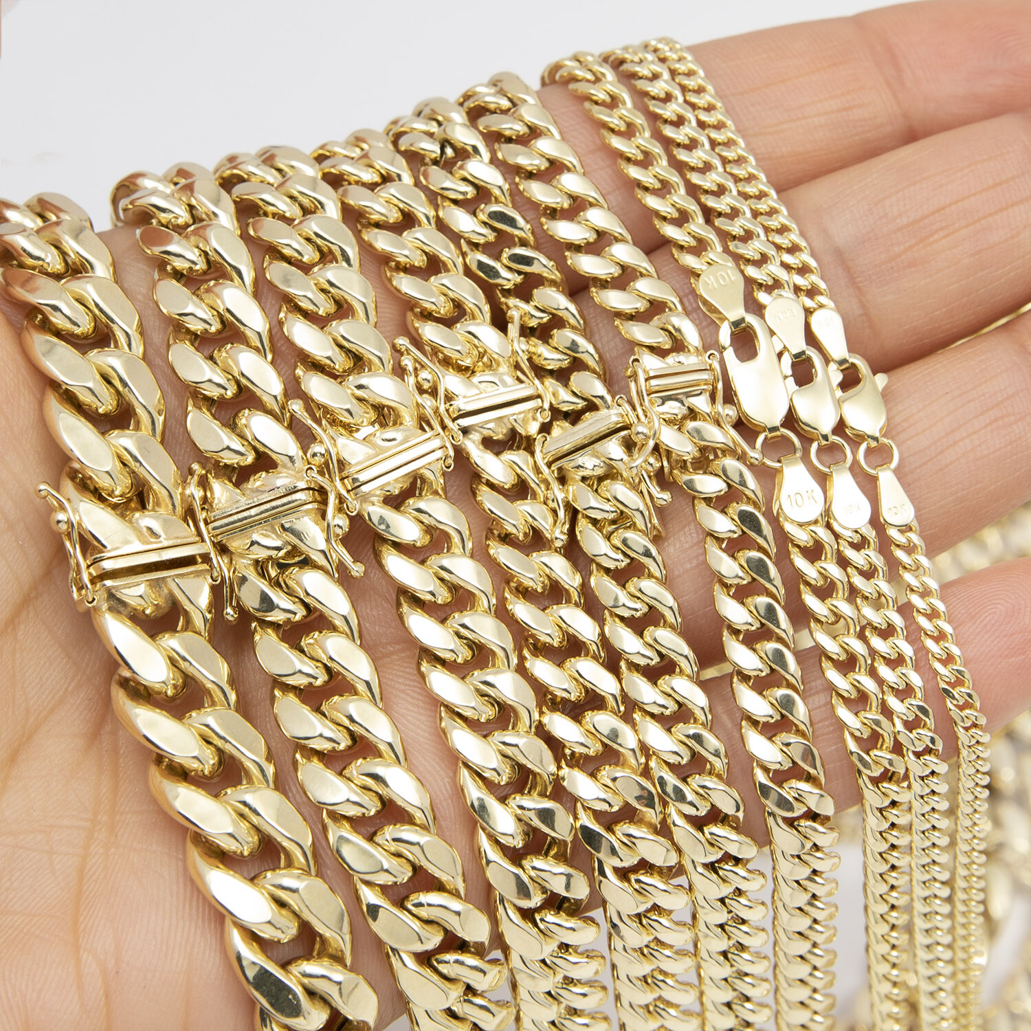 Miami Cuban Chain Necklace Real 10K Yellow Gold All Sizes