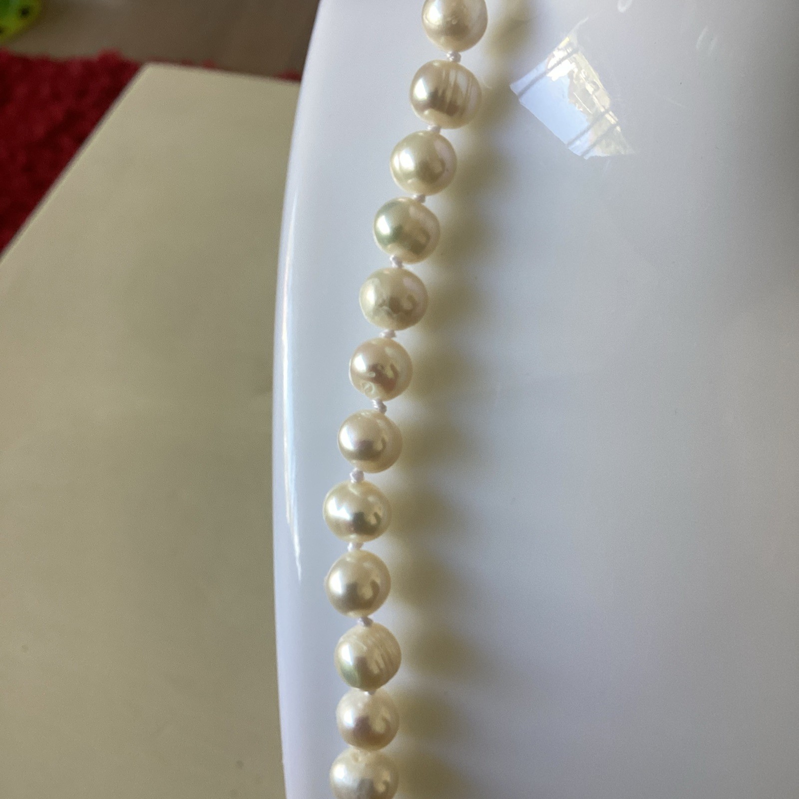 6mm Pearl Necklace Real Baroque Cultured Freshwater Pearls 925 Silver Rose Clasp