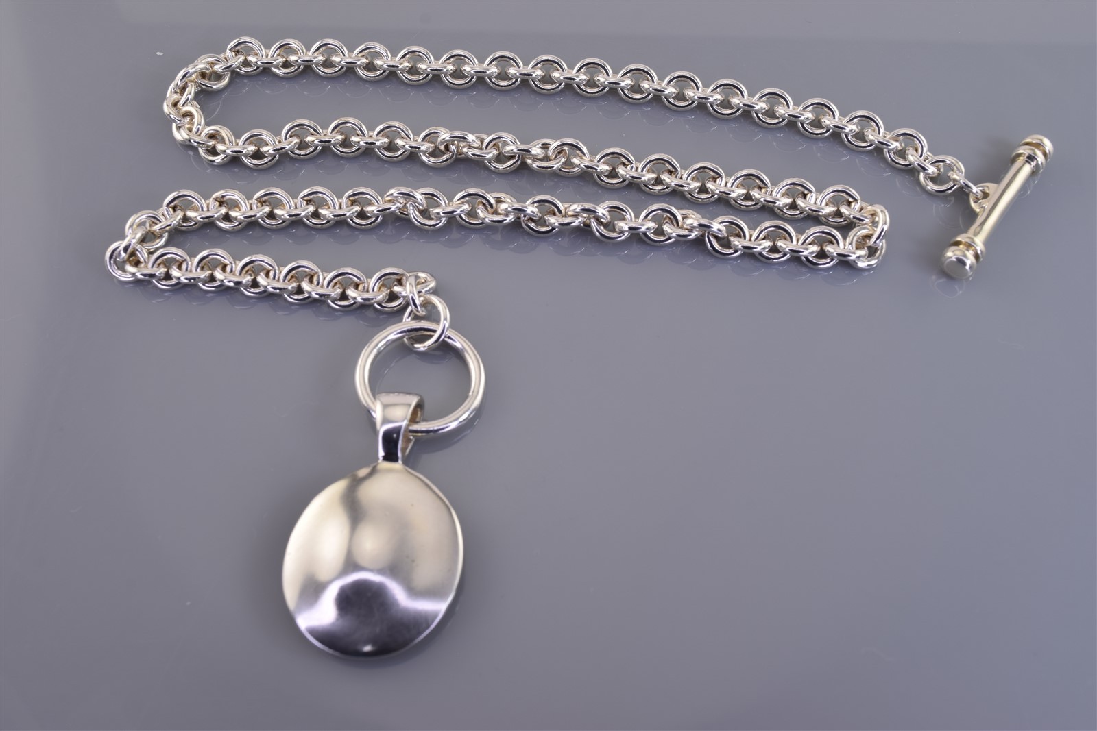 ESPO Sterling Silver 6mm Cable 26mm x 21mm Toggle Modernist 925 Necklace 55g 17″