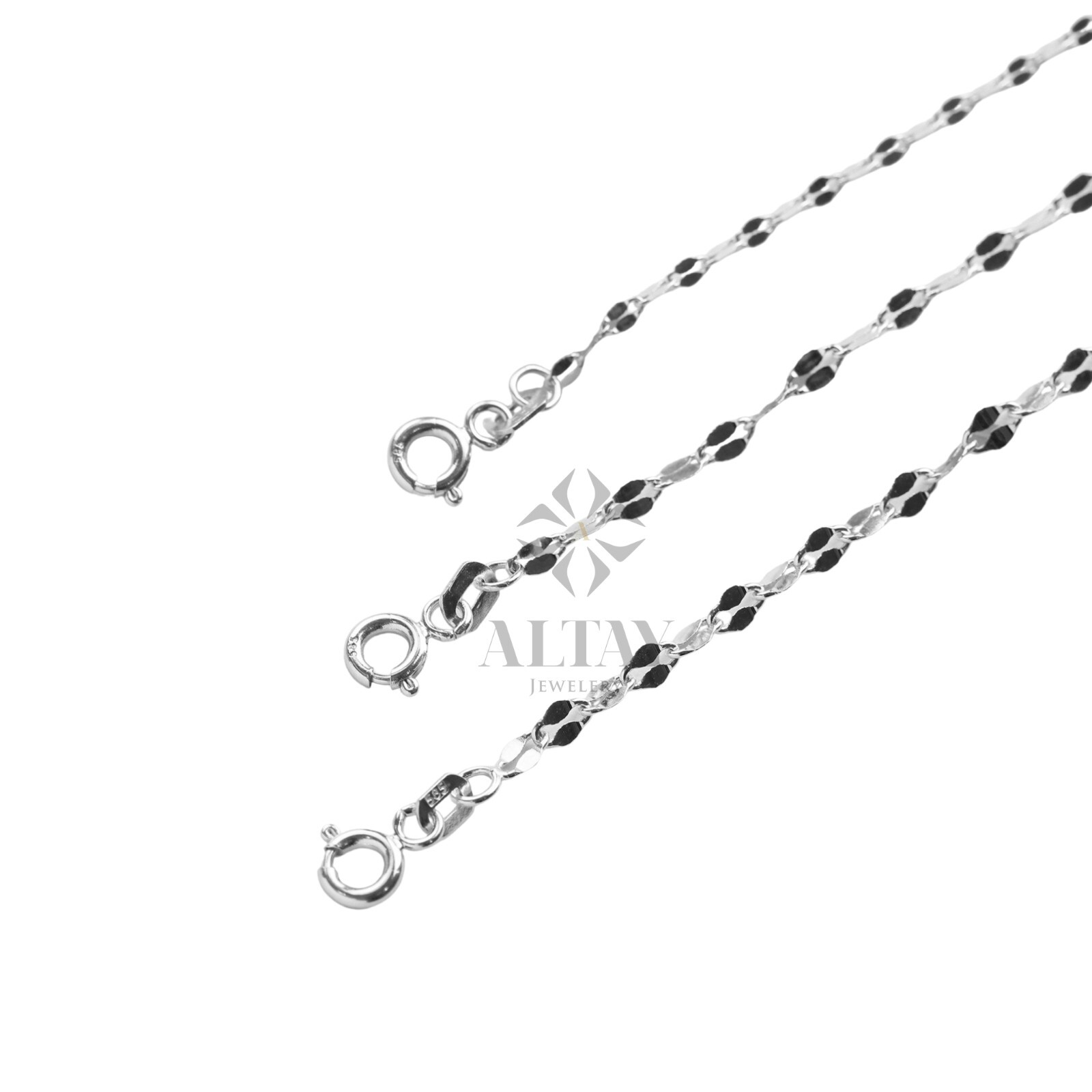 14K Gold Sparkle Chain Necklace, Glitter Chain Necklace, Flat Gold Link Chain