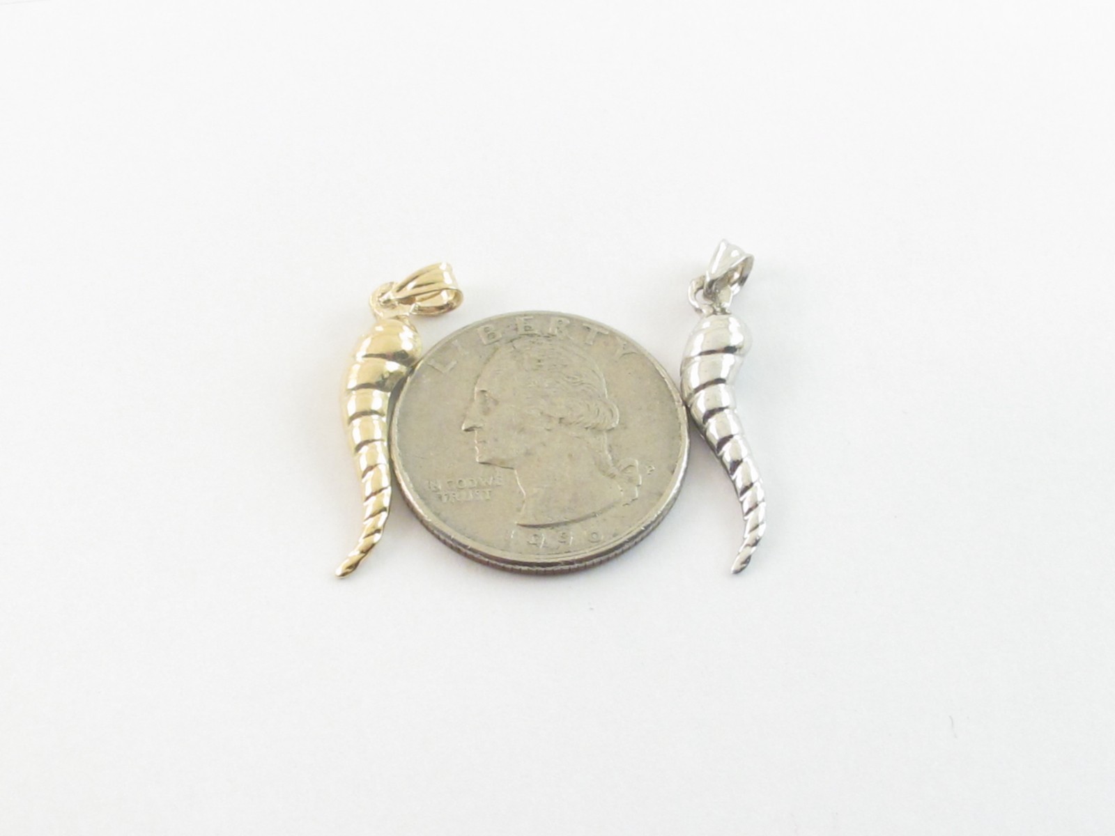 14k Solid Gold Italian Horn Pendant Available In Yellow White And Rose Gold