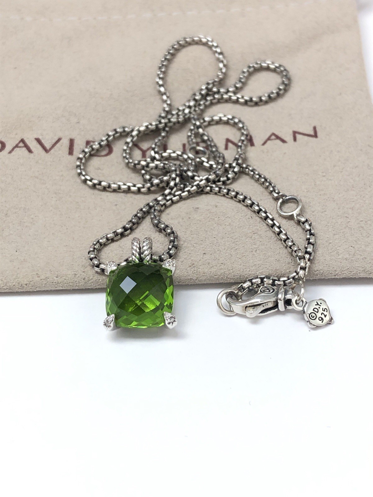 DAVID YURMAN 11mm Chatelaine Sterling Silver Peridot & Diamond Necklace