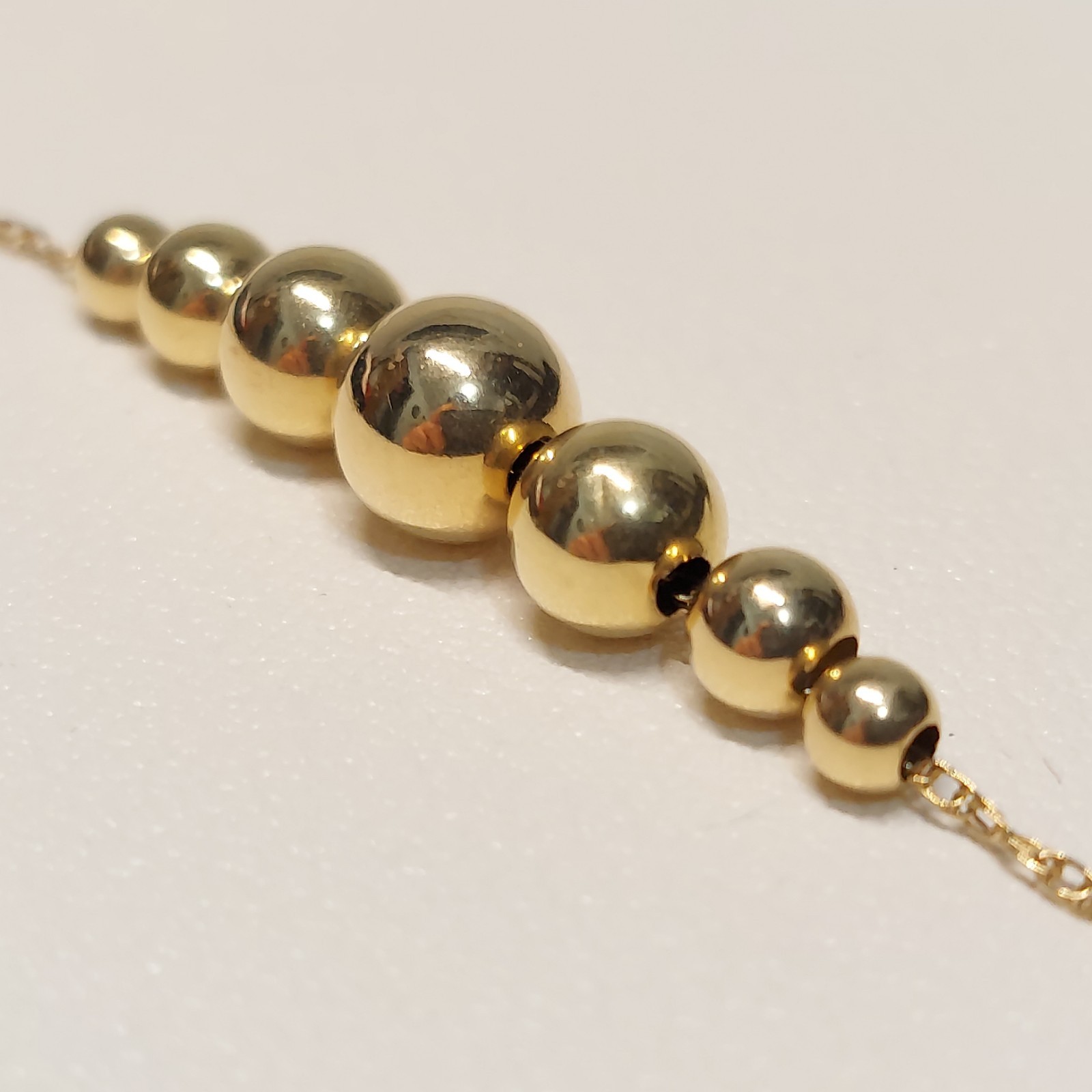 1.22g 14K Gold Beaded Station Necklace Minimalist Ball Chain Necklace 24.4 in