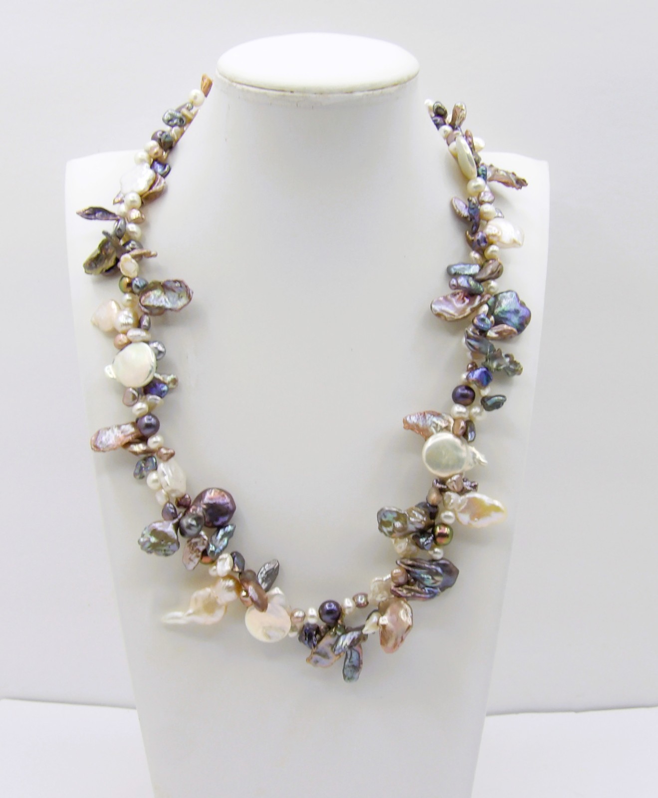 19.5 inches long Multicolor Mix shapes Genuine Freshwater Pearl Necklace NK957