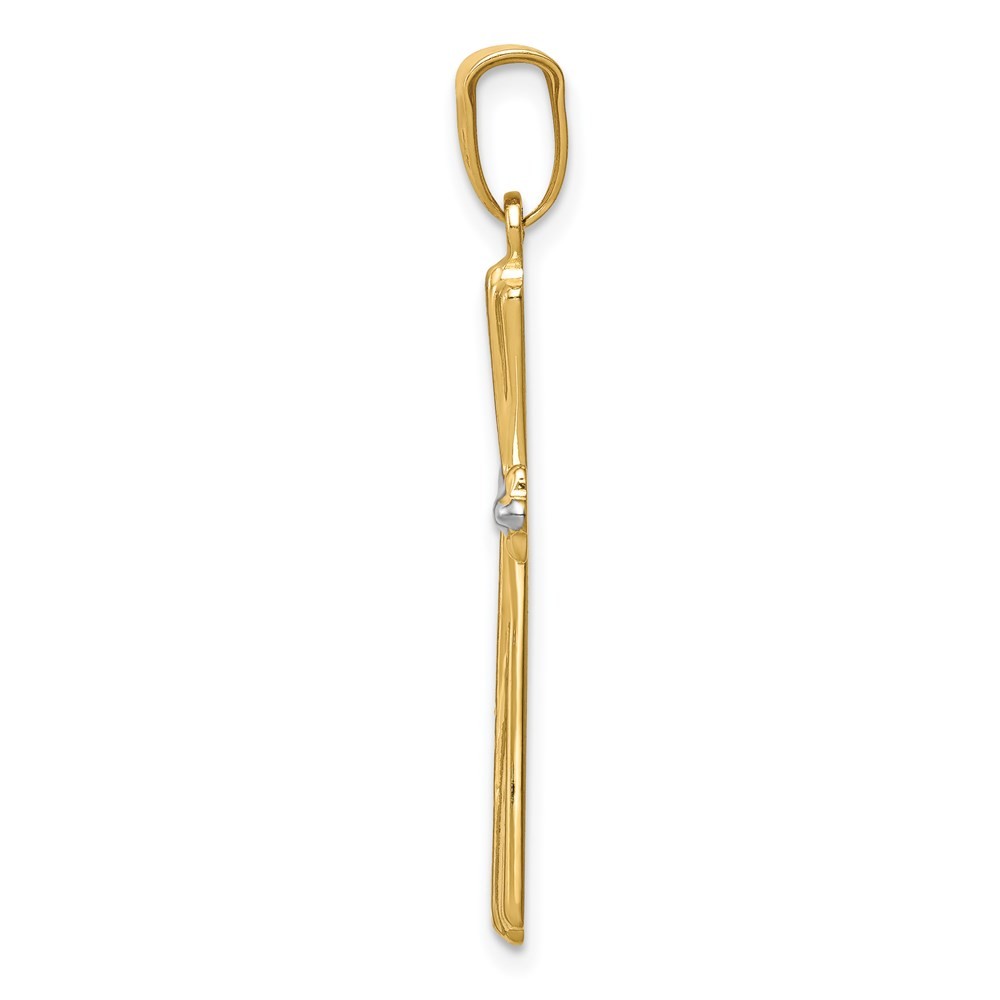 14k Two-tone Gold Diamond Cut Cross Pendant 1.02 gram, L-1.19 In, W-0.75 In