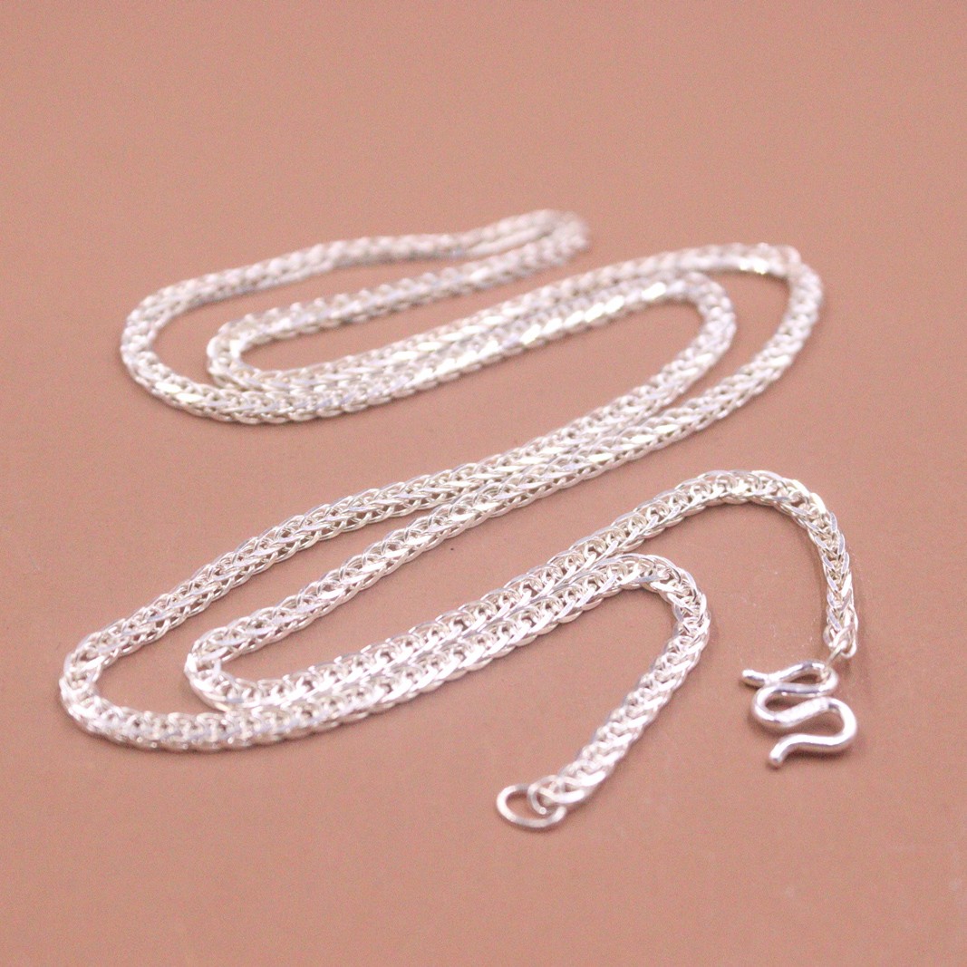 Pure Silver 999 Chain 2mm Width Wheat Link 20inch Sweater Necklace Stamp 足银999