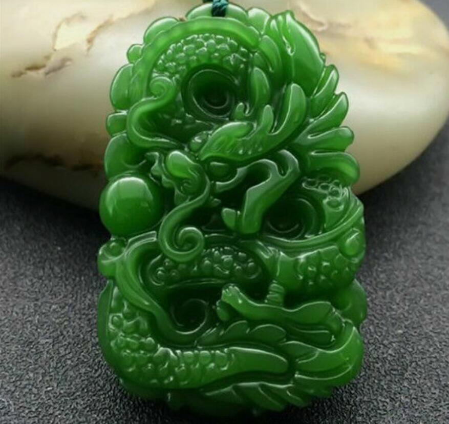 Necklace jade Jasper dragon jewelry pendant new Green Natural Amulet