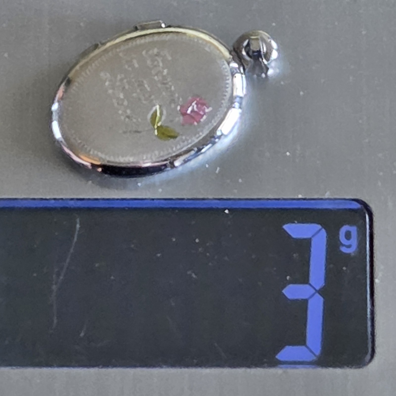 Sterling Silver Forever in my Heart Pink Rose Photo Locket Pendant Rememberance