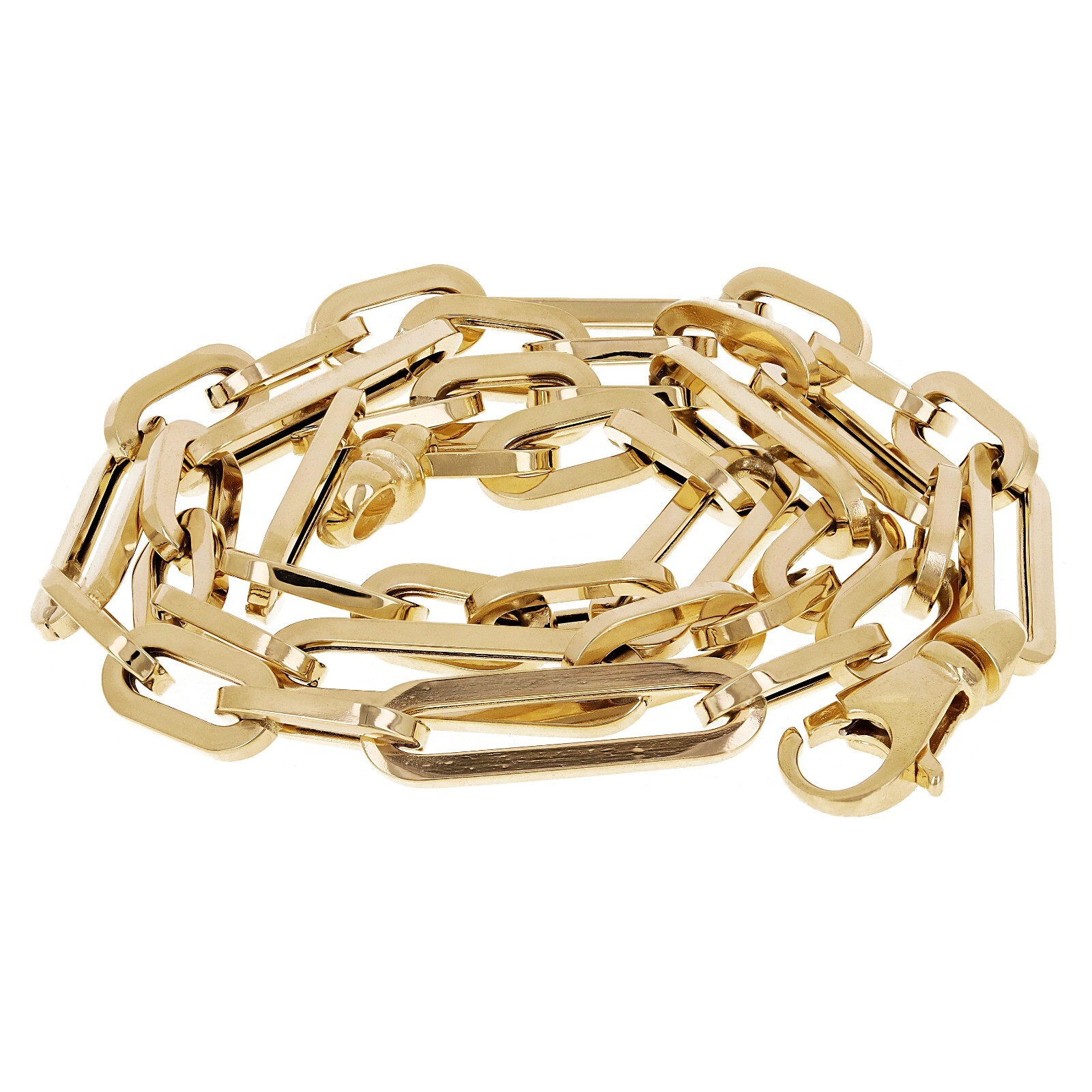 Italian 14k Yellow Gold Hollow Paper Clip Link Necklace 6mm 17.5″ 12.8 grams