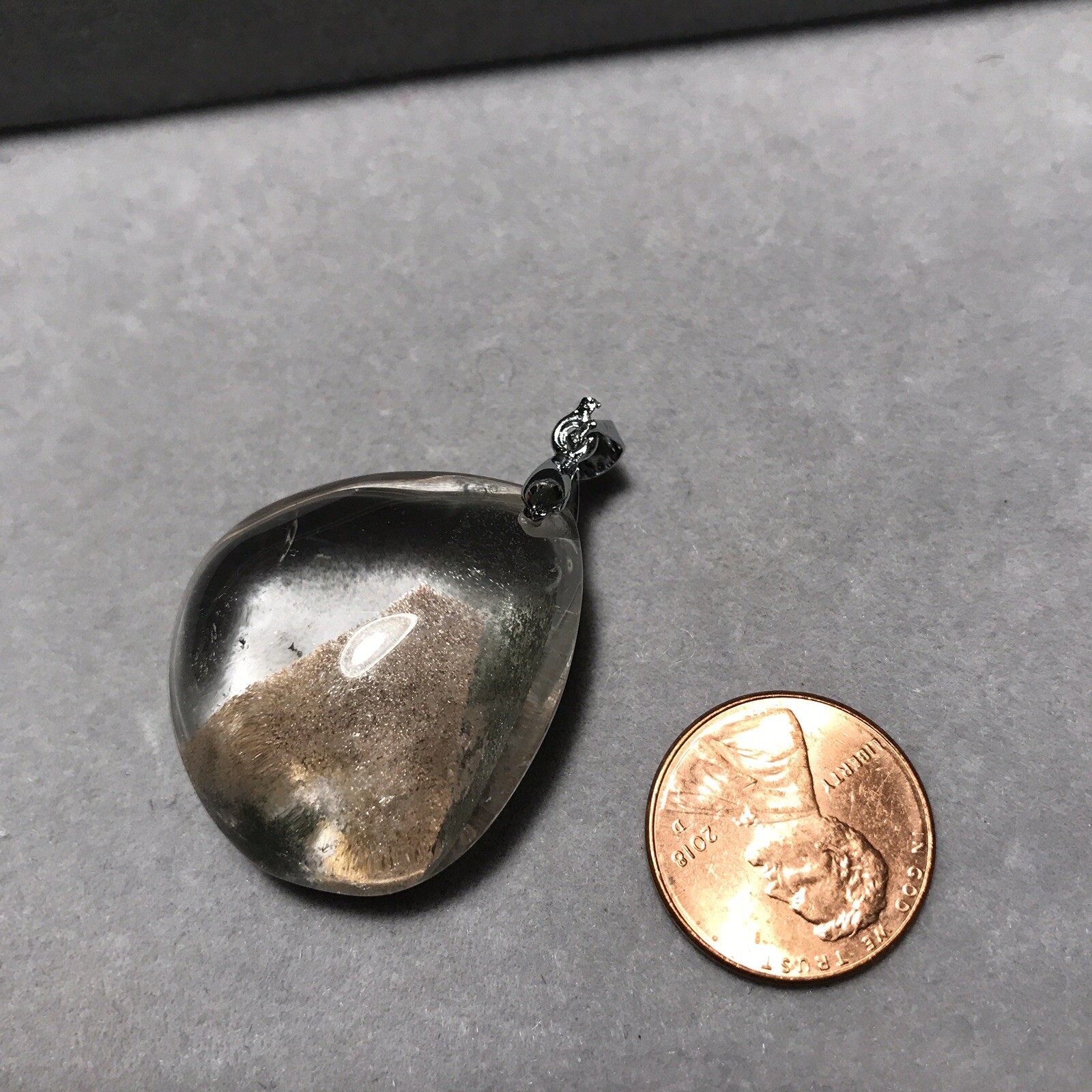 US SELLER Natural Brown Phantom Quartz Pendant Teardrop Brazil Crystal Gem Stone