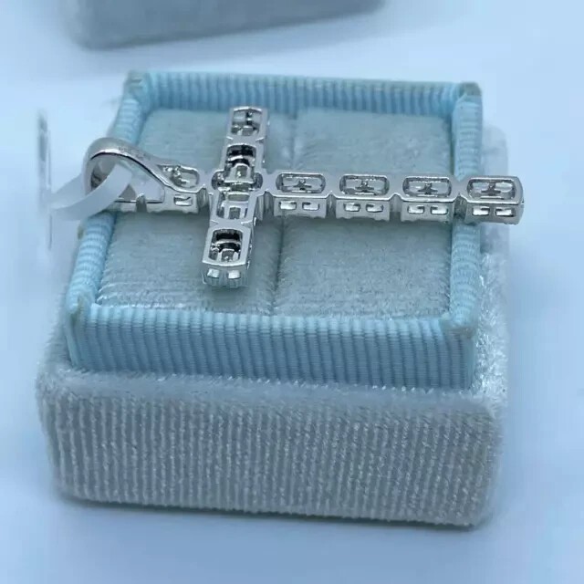 2Ct Baguette Simulated Diamond Men’s Cross Pendant 14K White Gold Plated Silver