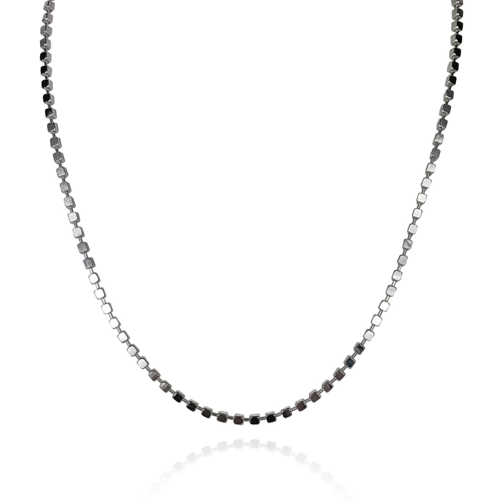 Sterling Silver Cube Chain – 2.3mm 18″ with Lobster Clasp