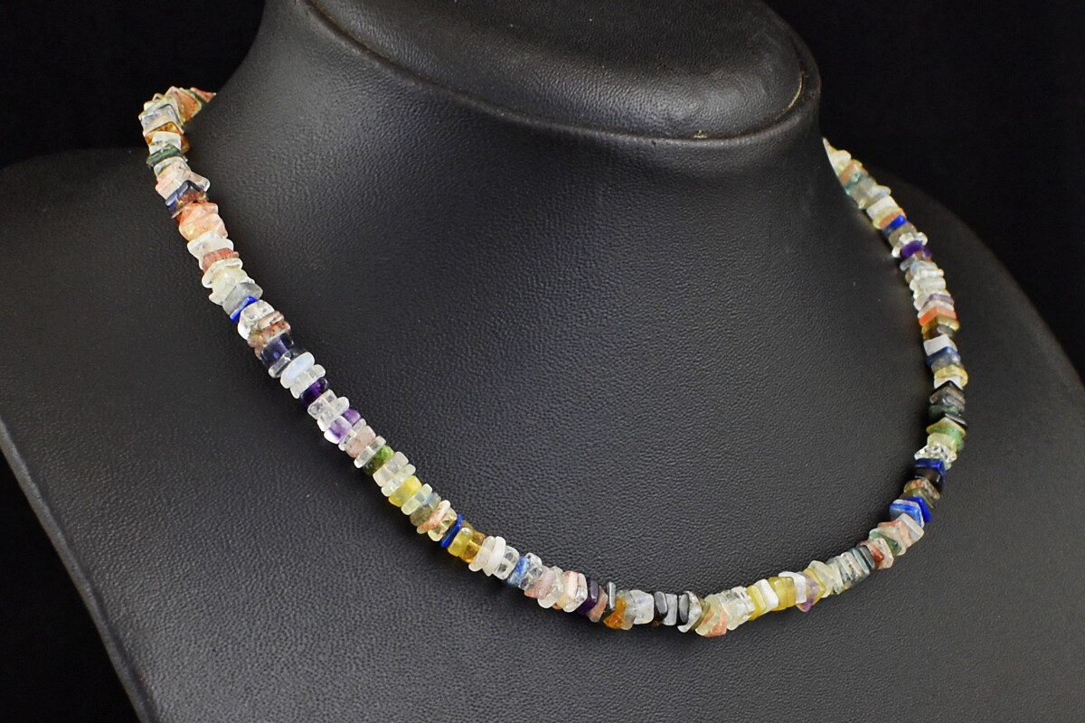 114 Cts Natural Single Strand Mix Gem Heishi Beads Necklace Jewelry JK 66E332
