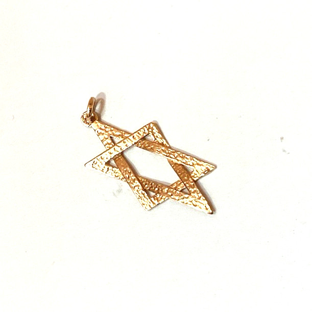 14K Yellow Gold Brushed Star of David Jewish Religious Pendant – Excellent