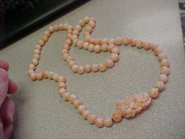 Estate Pink Angel Coral Necklace 9 mm 30 inches long High Quality Estate Item