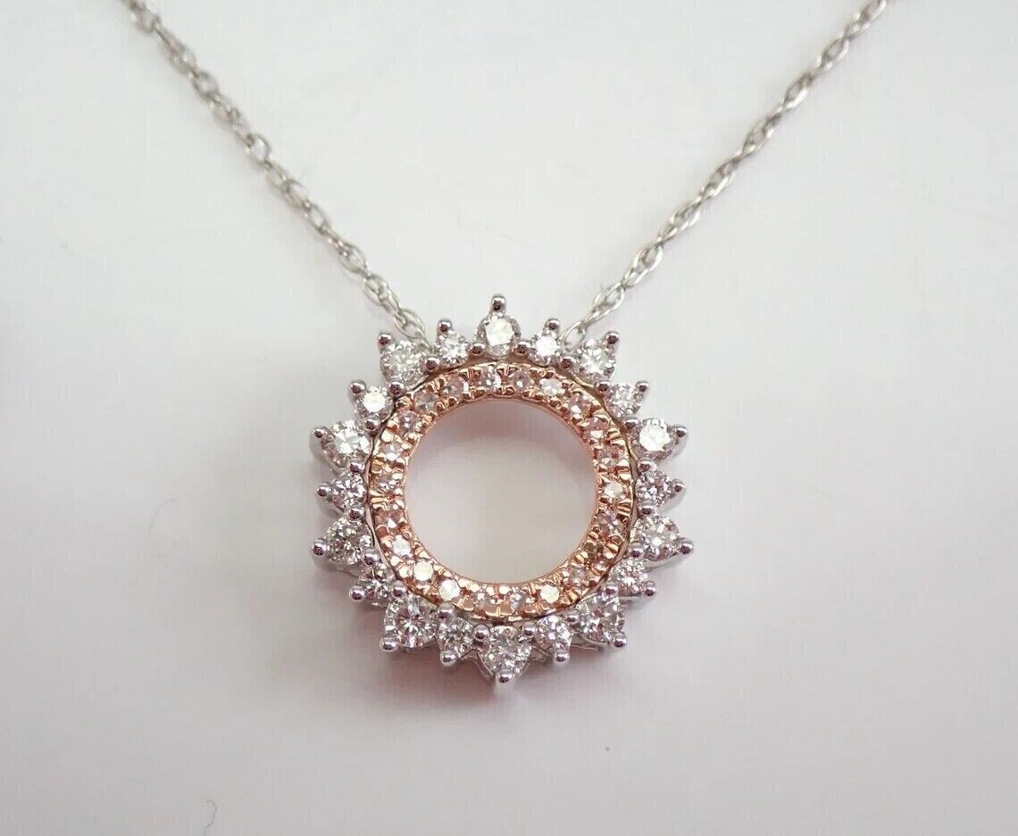 1.22ct Natural Moissanite Circle Floral Elegant Charm Necklace 925 Silver 18″
