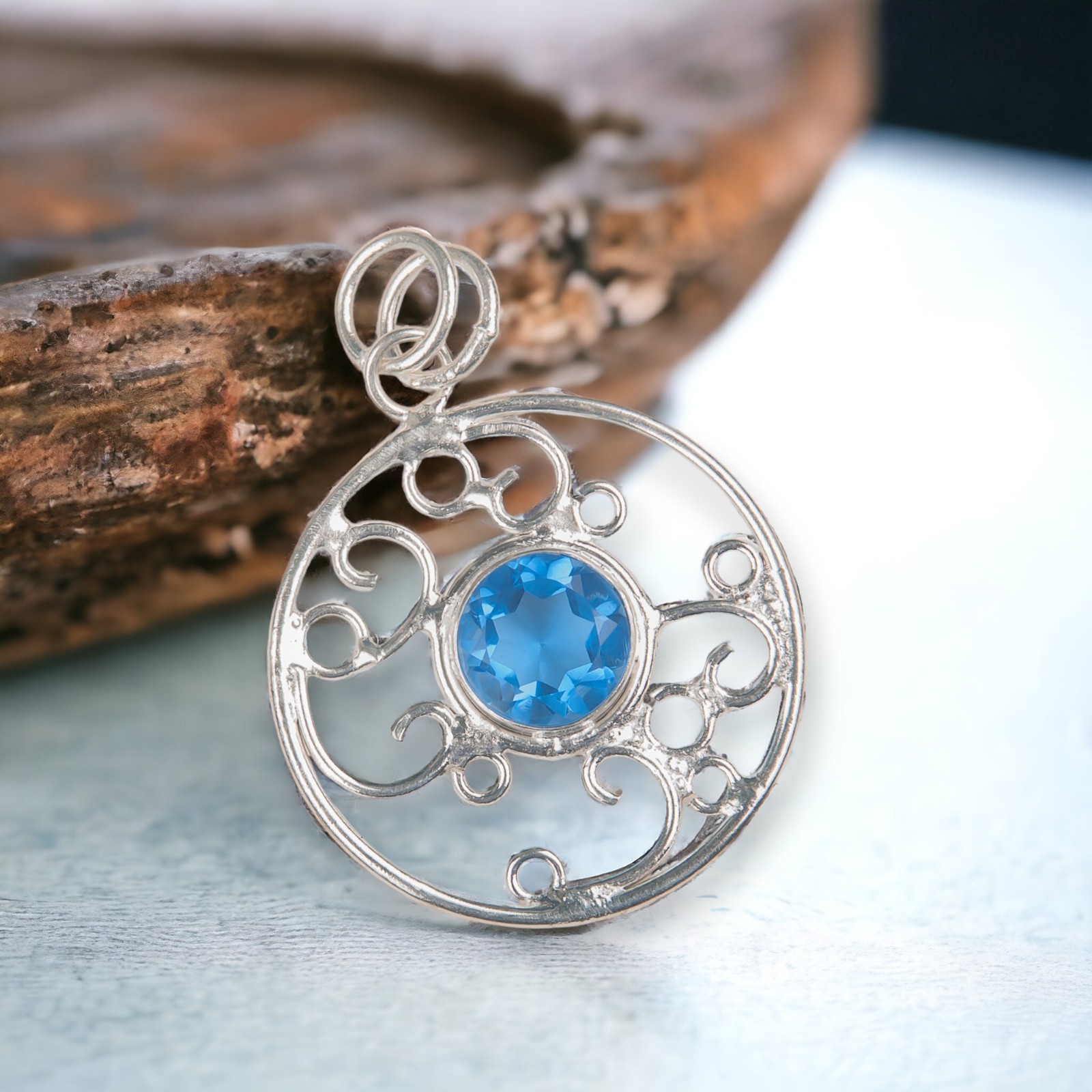 Tanzanite Gemstone Jewelry Sterling Silver Handmade Trendy Pendant 1.45″ For Her