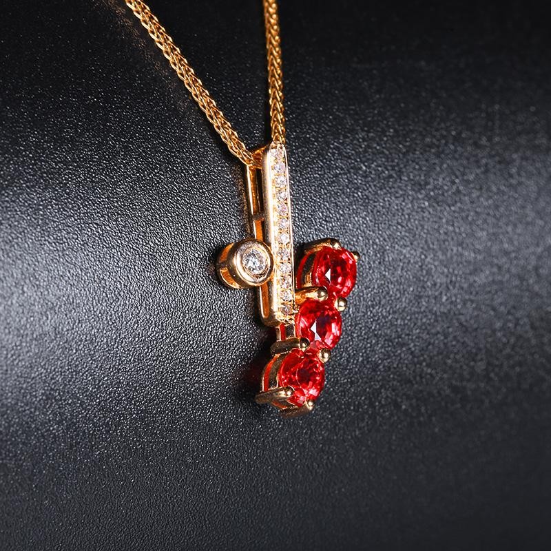0.78ct Natural Ruby Pendant in 18K Gold with Diamonds, Unique Gemstone Jewelry