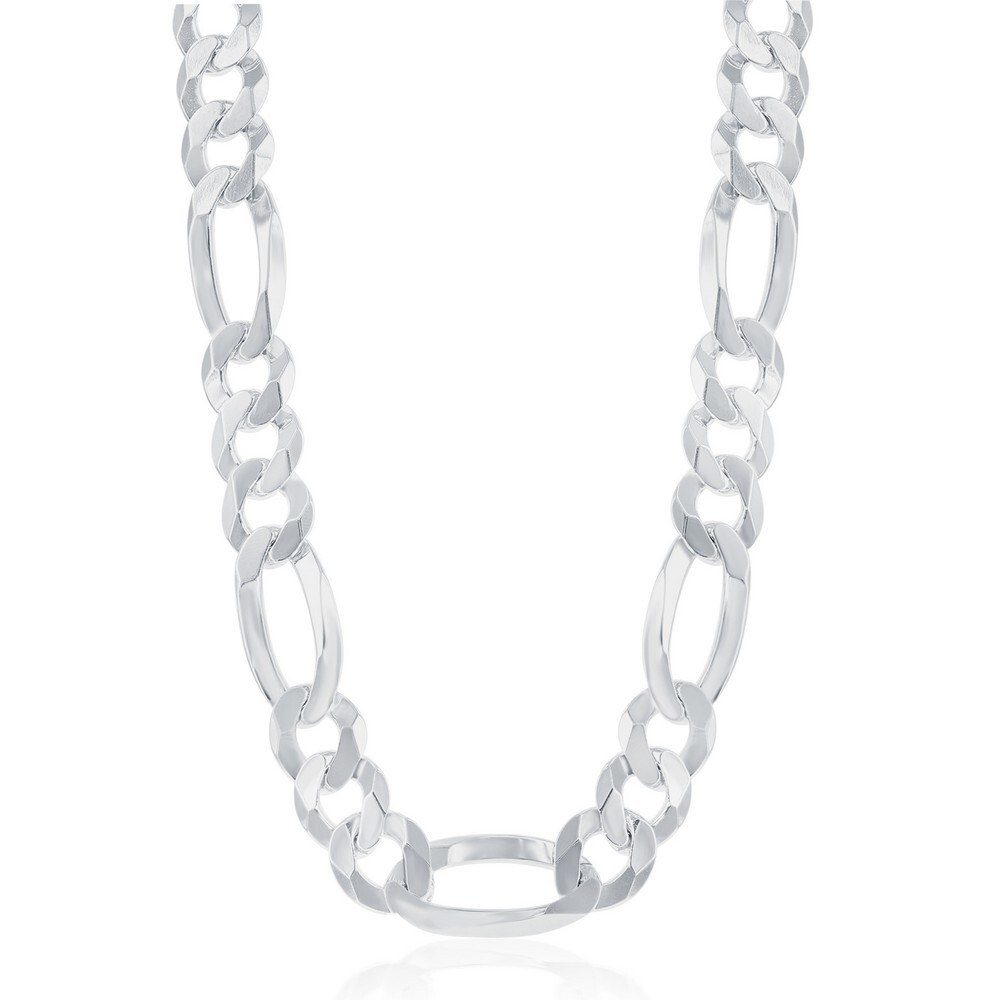 Sterling Silver 13.3mm Figaro Chain – Rhodium Plated