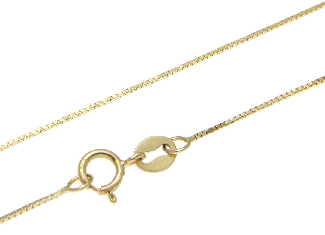 SOLID 14K YELLOW GOLD ITALIAN 0.6MM BOX CHAIN NECKLACE 16″