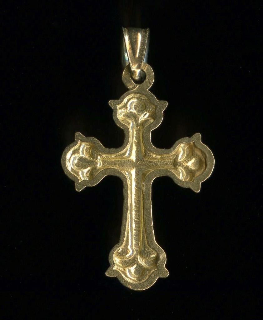New 10K 26mm Fine Solid Yellow & White Gold Diamond Cut Jesus Cross Pendant (TM