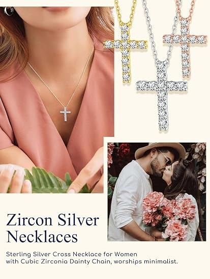 925 Sterling Silver Cross Necklace Jesus Pendant Christian Jewelry Unisex
