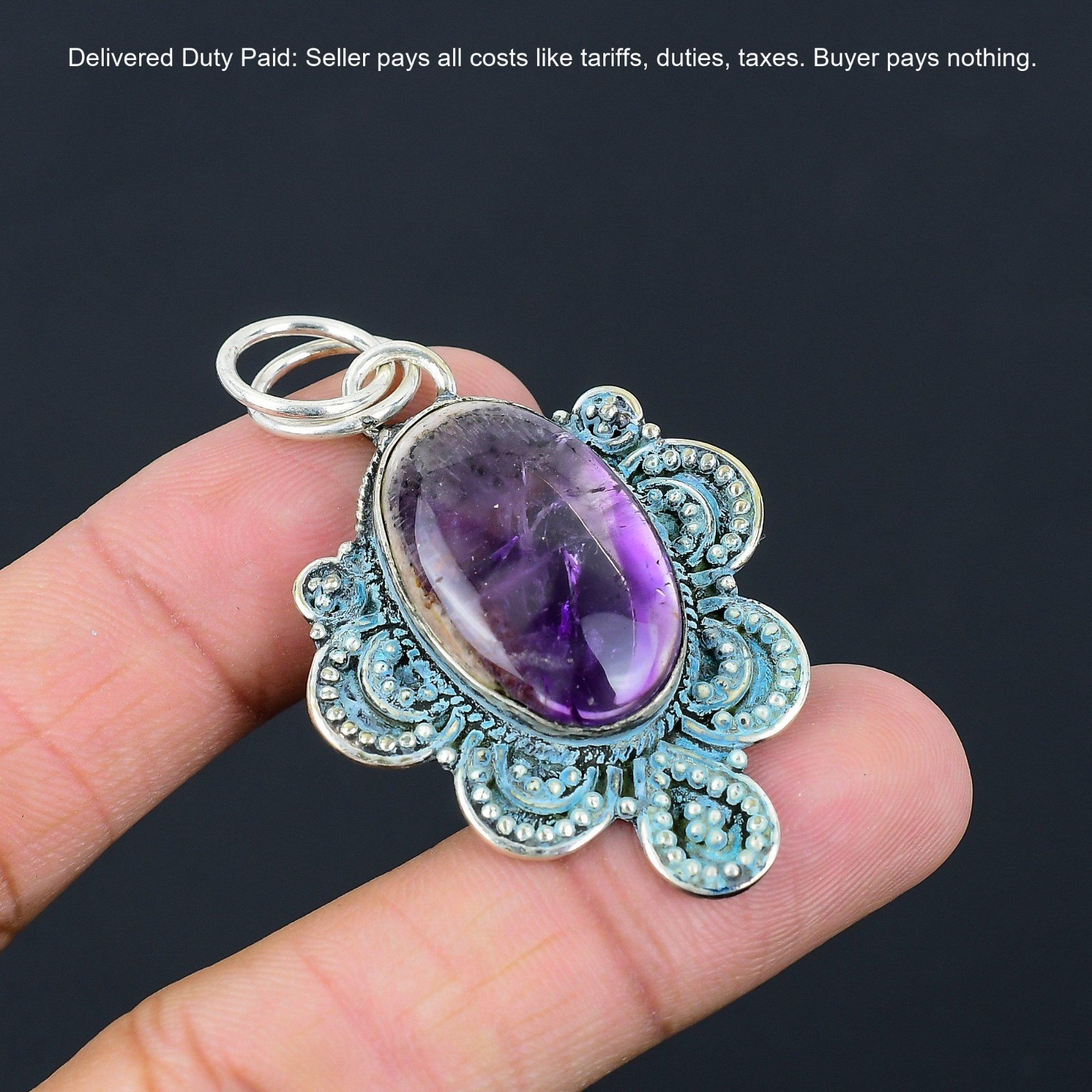 Star Amethyst Stone Birthday February Trendy Pendant Jewelry 925 Sterling Silver