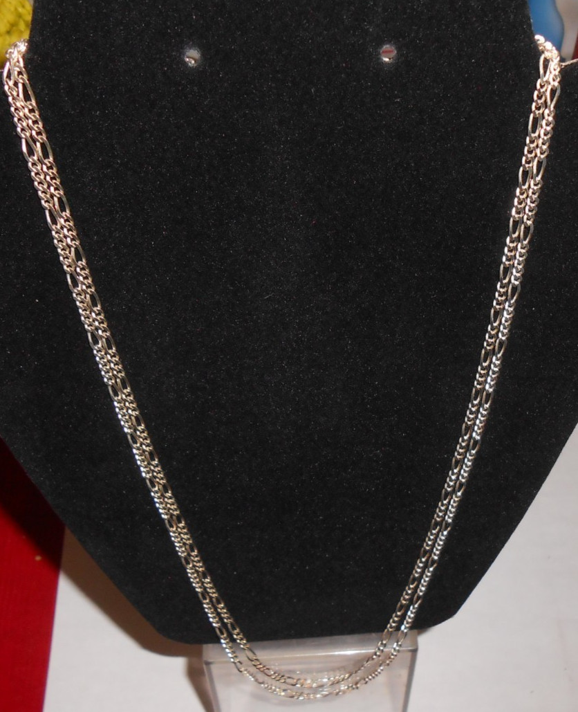 22″ and 23.5″ FIGARO NECKLACE CHAINS MARKED 925 ITALY – 18.57 GRAMS PRE-OWNED