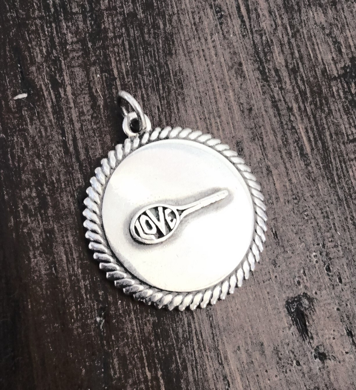 Retired James Avery LOVE Tennis Racquet Pendant Medallion RARE 8.03gr