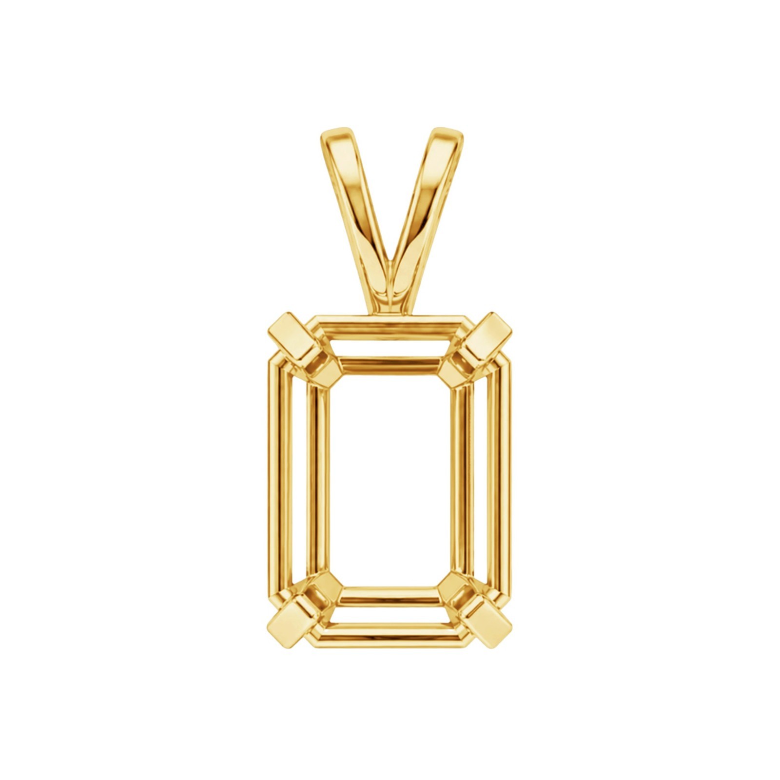 Semi Mount Pendant Necklace Setting Emerald in Sterling Silver,10K & 14K Gold