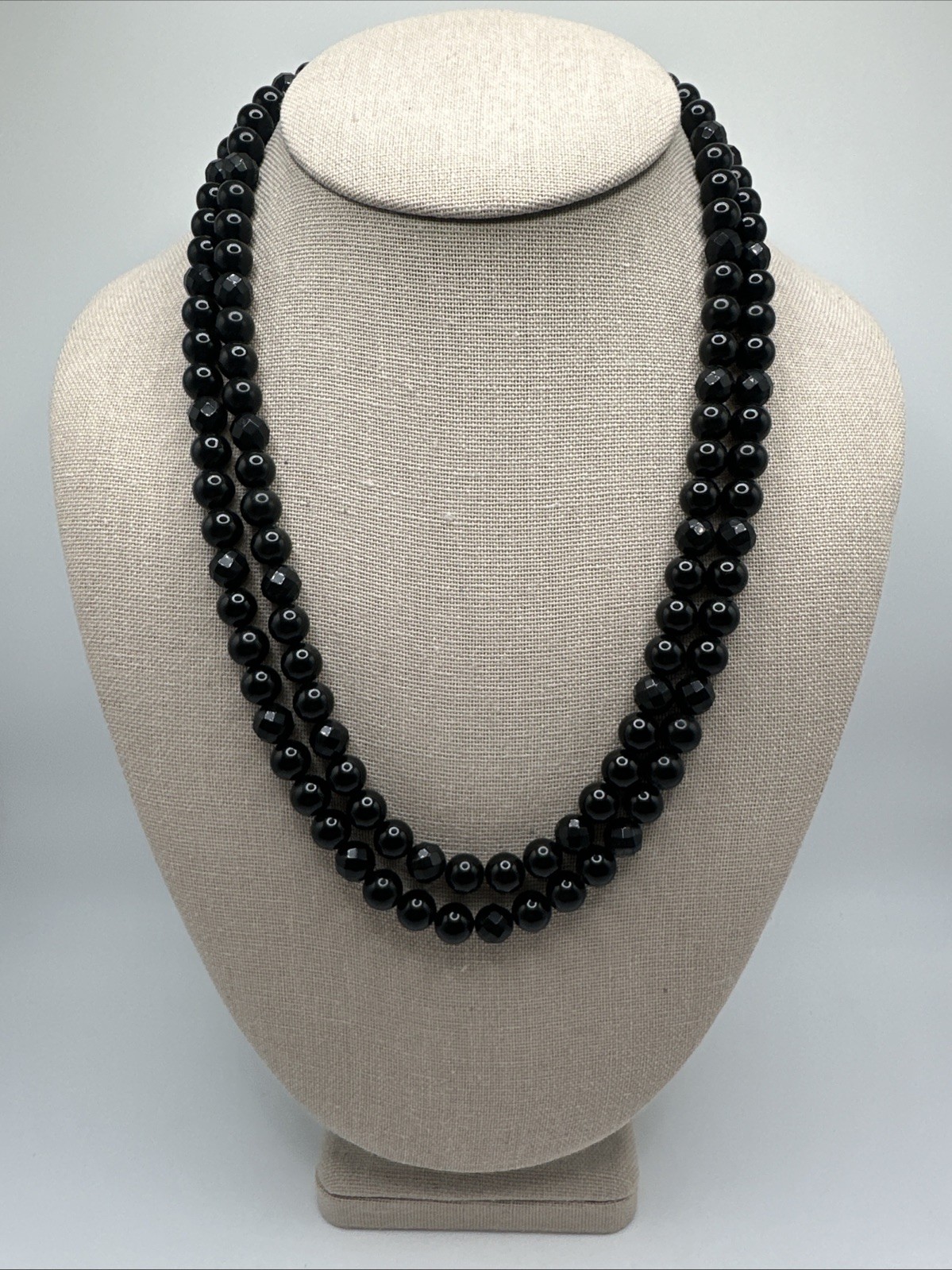 Jay King Natural South African Black Midnight Chalcedony 8mm 40” Beaded Necklace