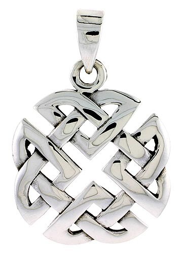 925 Sterling Silver Large Round Celtic Shield Knot Pendant 1 (25mm) Inch Tall