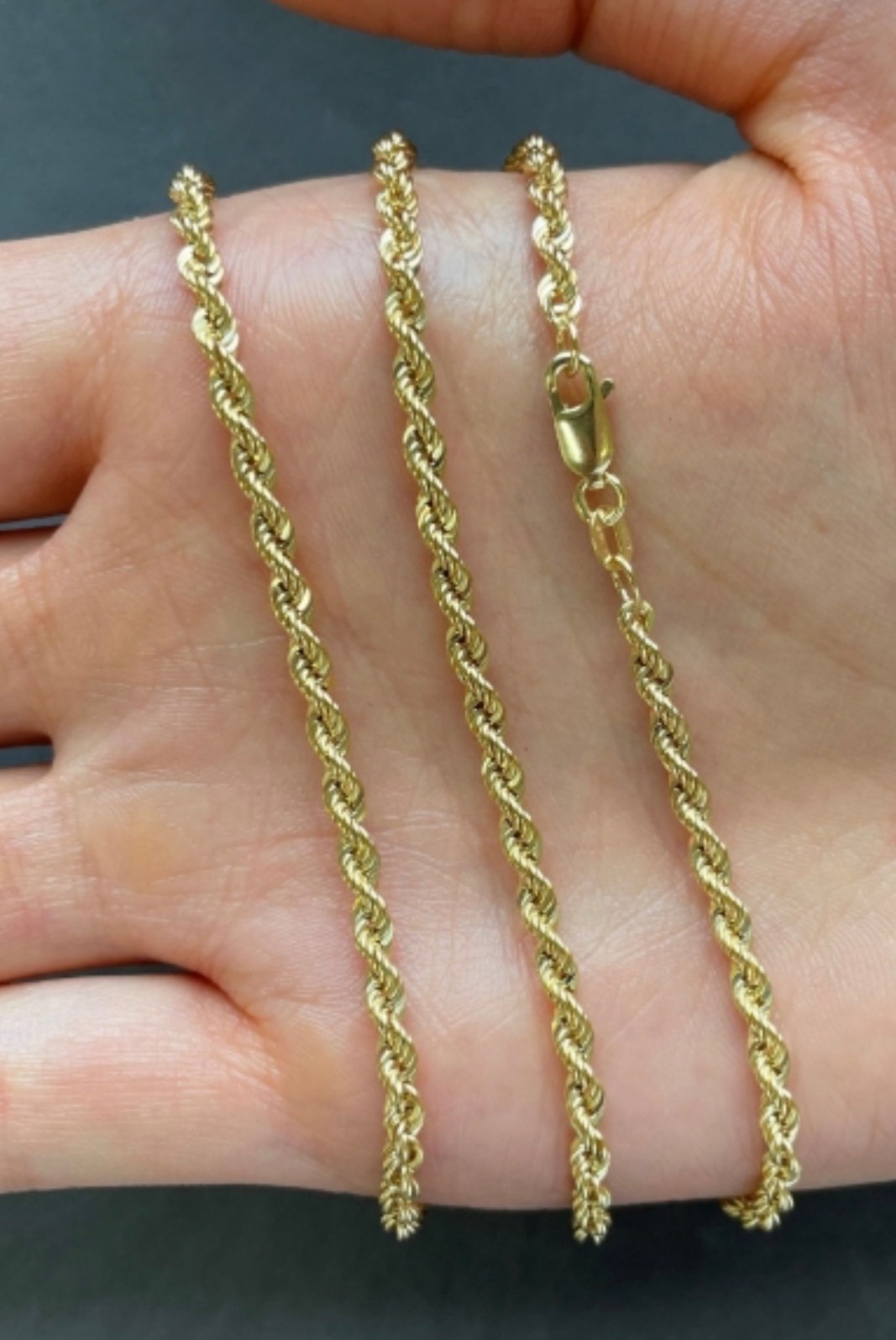 10K GOLD 4.30MM GOLD HOLLOW ROPE CHAIN 20 INCHES