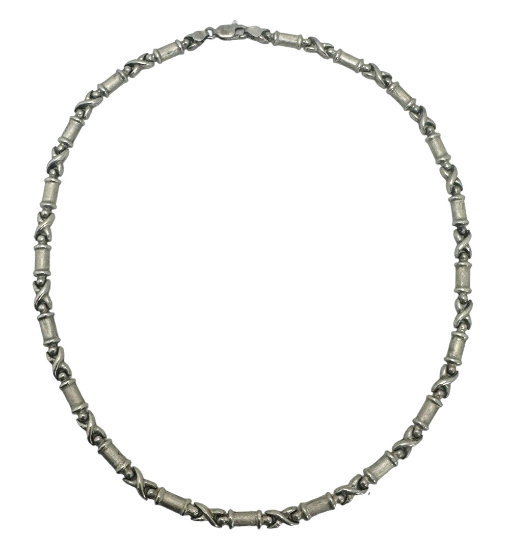 Star Gold Sterling Silver X’s and Bar Link Necklace 16.5 Inch