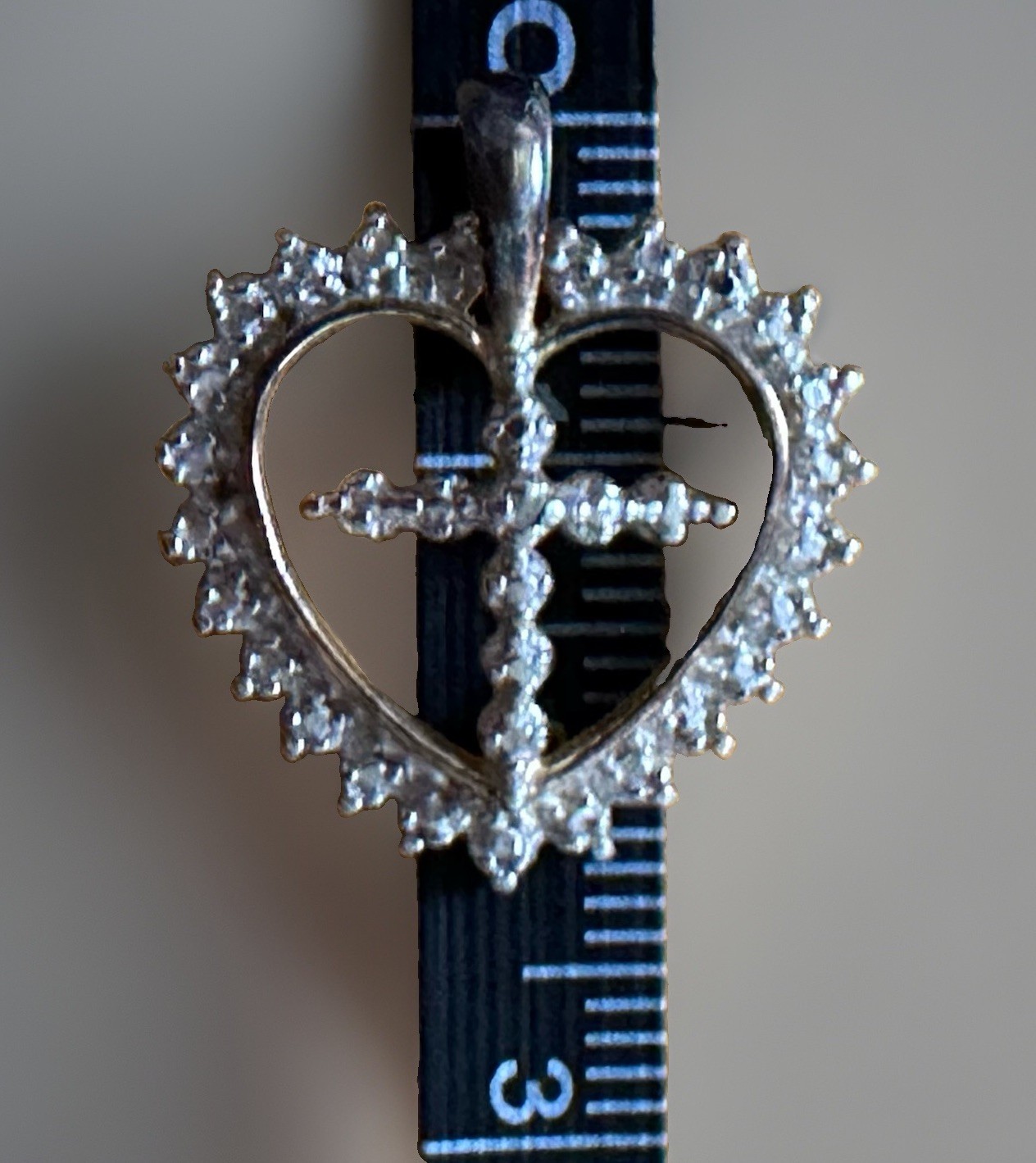 Sterling Silver Two Tone Vermeil Heart Cross Love Pendant Marked RL?