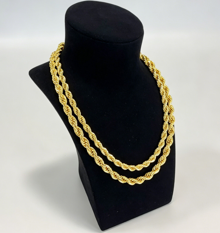 Real 14K SOLID Yellow Gold Rope Chain 1.5-9mm 20-26Inches necklace Lobster Lock