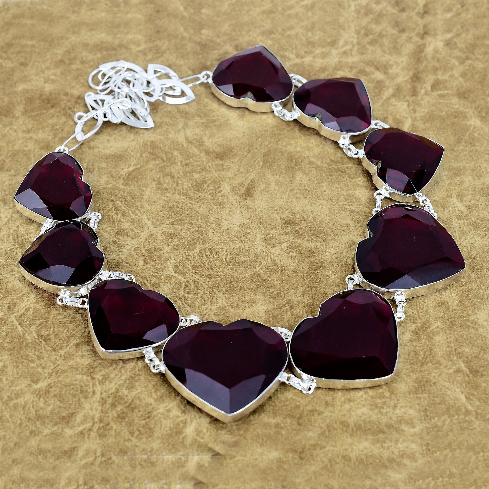 Natural Mozambique Garnet Gemstone Necklace 925 Sterling Silver Handmade Jewelry