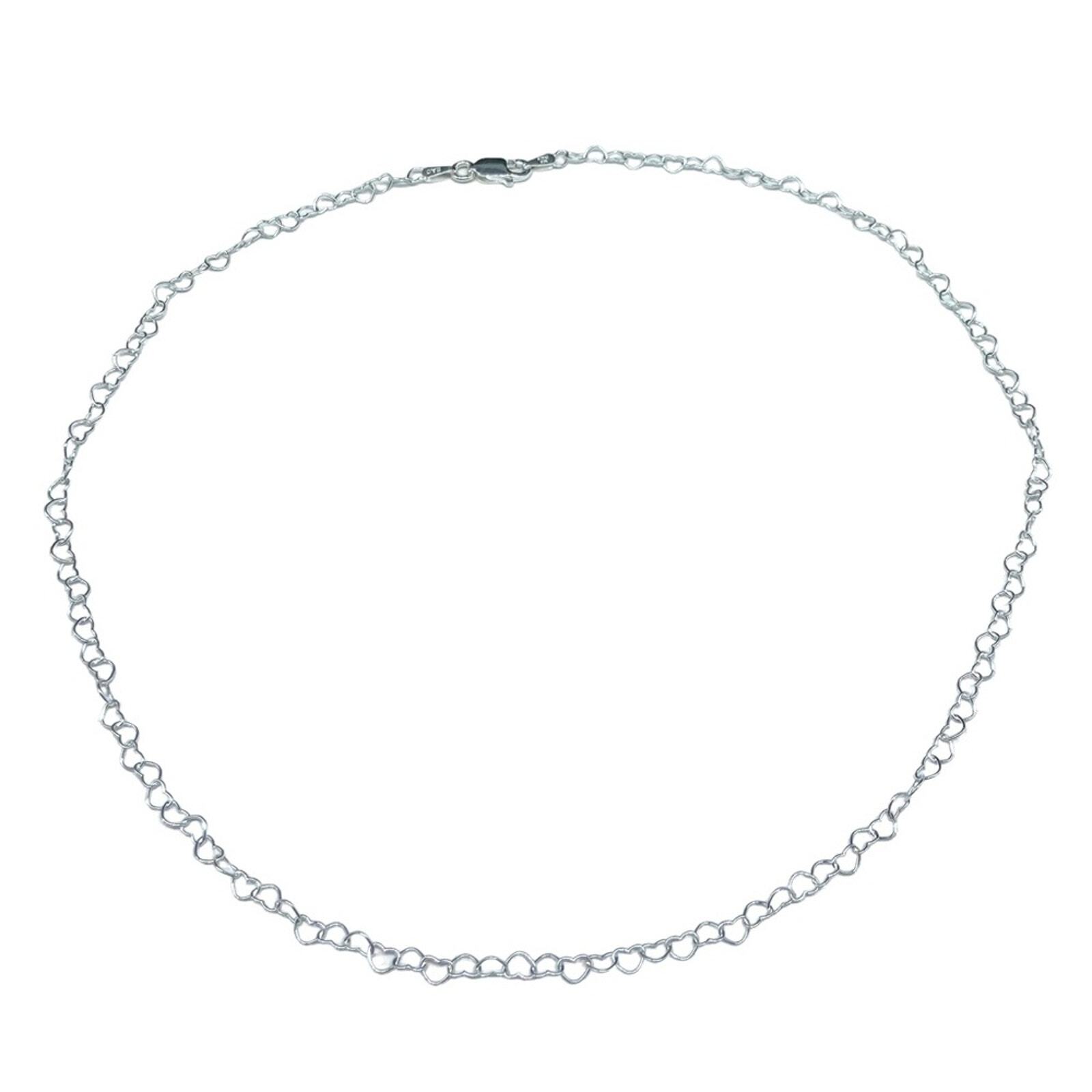 20” Sterling Silver Heart Chain Necklace Solid 925 Italy Layering Dainty Gift