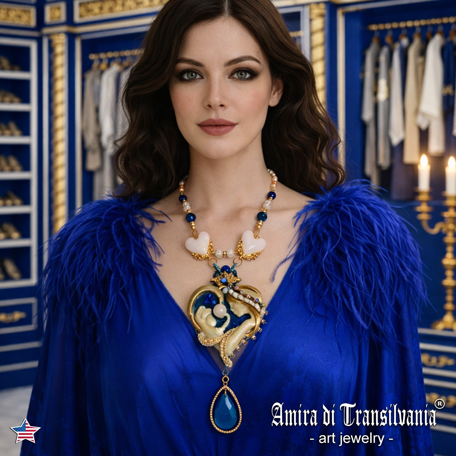 Luxury Fine Jewelry Statement Necklace Pendant Charm Belle Epoque Maternity Bib