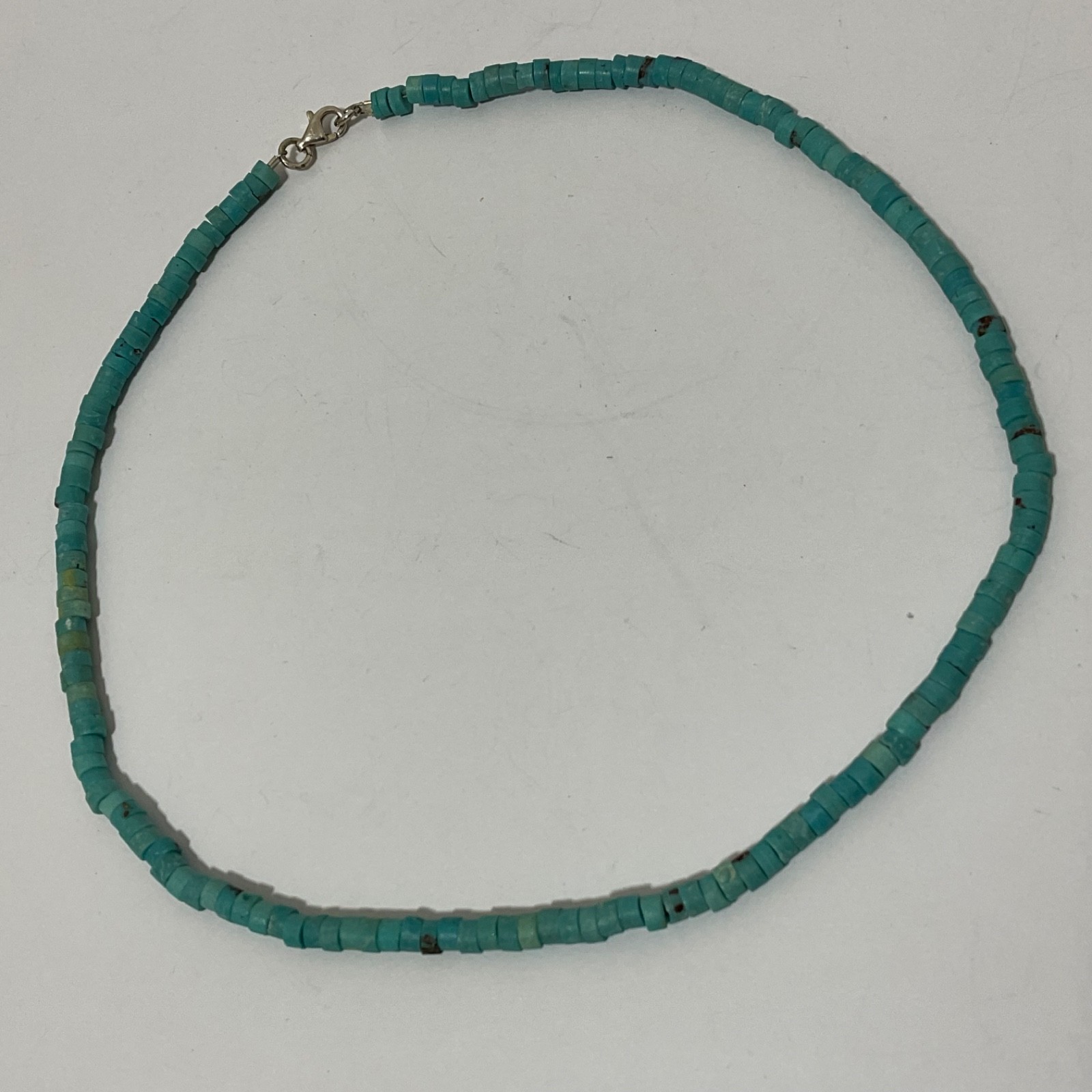 Artisan Turquoise Heishi Bead Collar Necklace Sterling Silver Gift Earrings 925