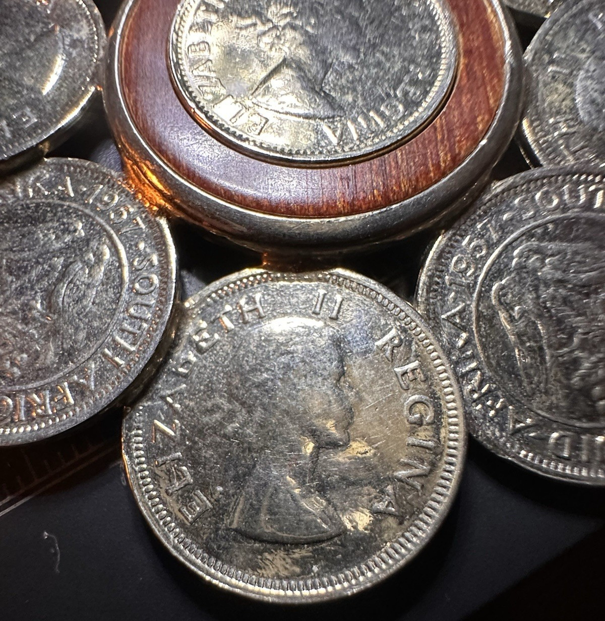 Vintage Silver Coin Cluster Pendant – South Africa 1957 50% Silver Coins -33.87g