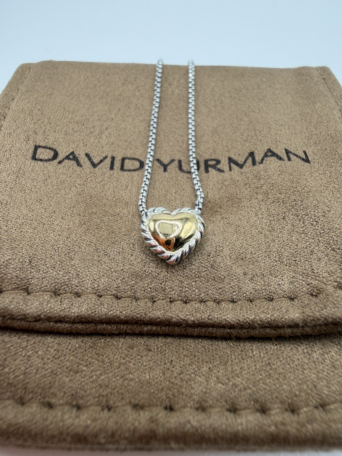 David Yurman Cable Cookie Classic Heart Necklace 18k Yellow Gold. 18 inch