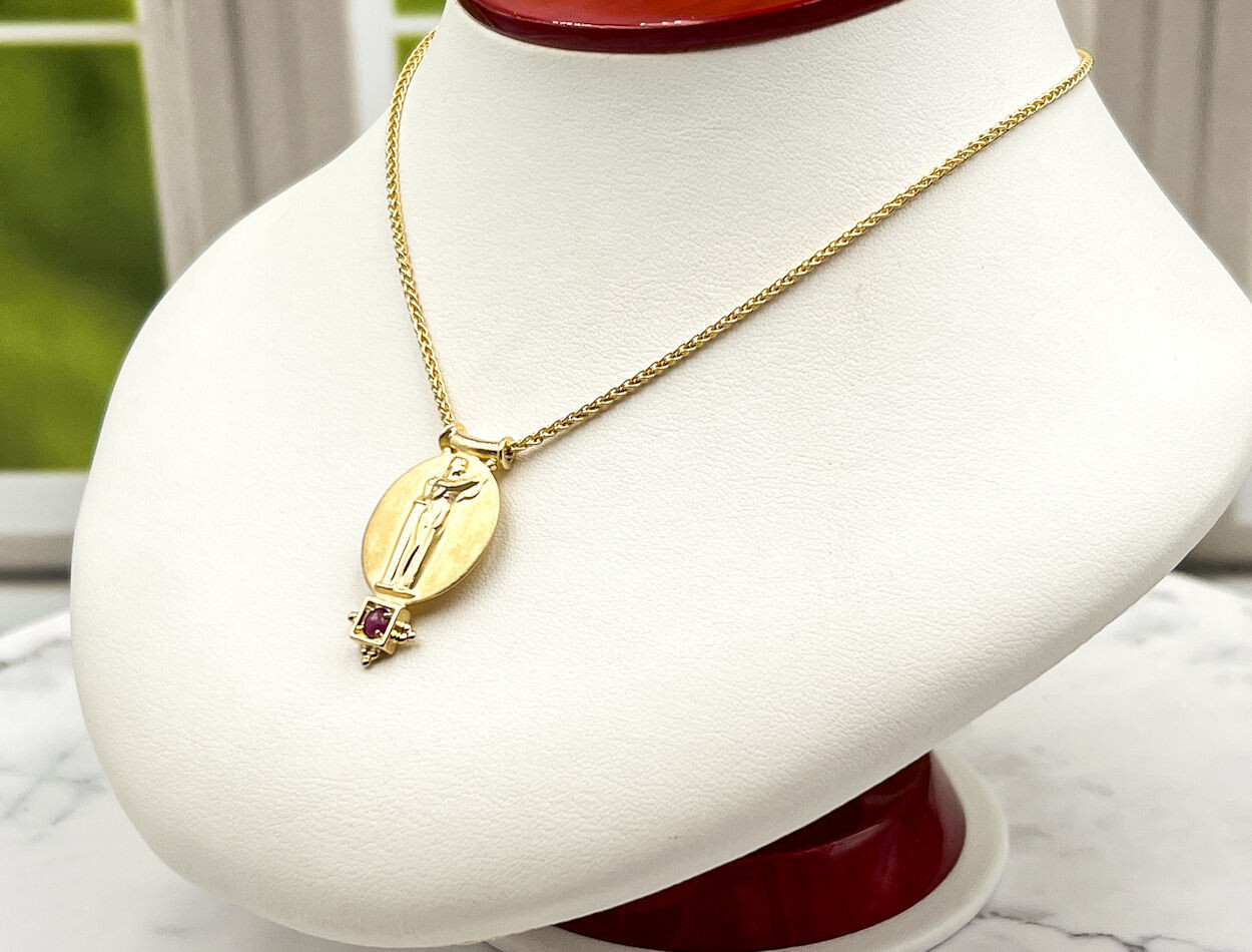 TAGLIAMONTE (2192N) 925SS/YGP Cameo Necklace*Ruby*Euterpe*Reg.$200